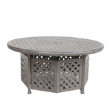 5 Piece Cast Aluminum Chat Fire Pit Set With Cushion - Furniture Home Direct
