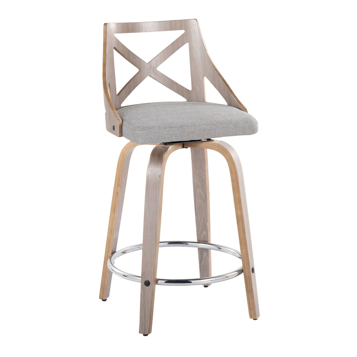 Charlotte - Farmhouse Fixed Height Counter Stool & Swivel With Round Footrest (Set of 2) - Furniture Home Direct