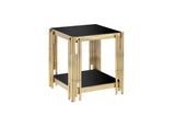 Side Table Polished Black Glass Top Gold Frame Gold - Furniture Home Direct