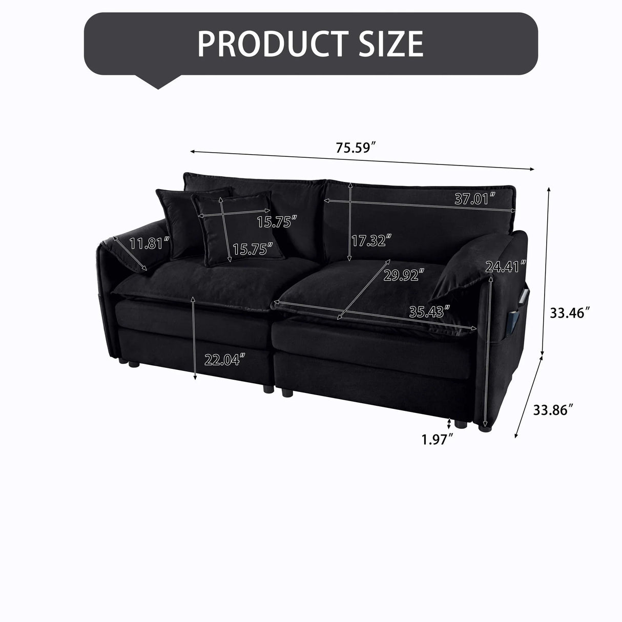 Modern Oversized Chenille Loveseat Sofa With Deep Seat And Diy Combination - Furniture Home Direct