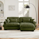 Modern Sectional Sofa With Ottoman, Round Bolster Armrests, Waist And Throw Pillows - Furniture Home Direct