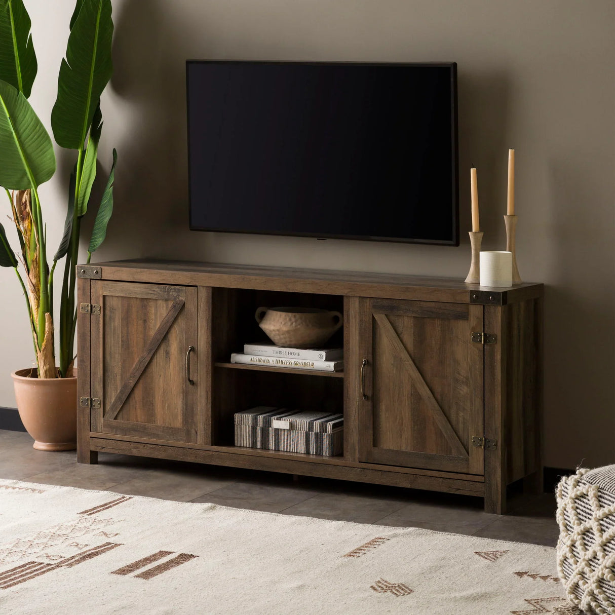 Farmhouse Barn Door TV Stand For TVs Up To 65" - Furniture Home Direct