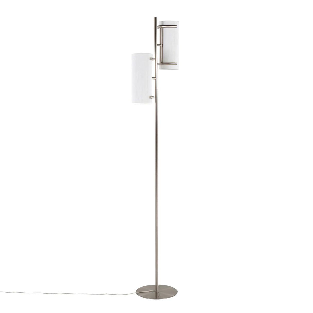 Rhonda - Contemporary / Glam Floor Lamp - Nickel / White - Furniture Home Direct