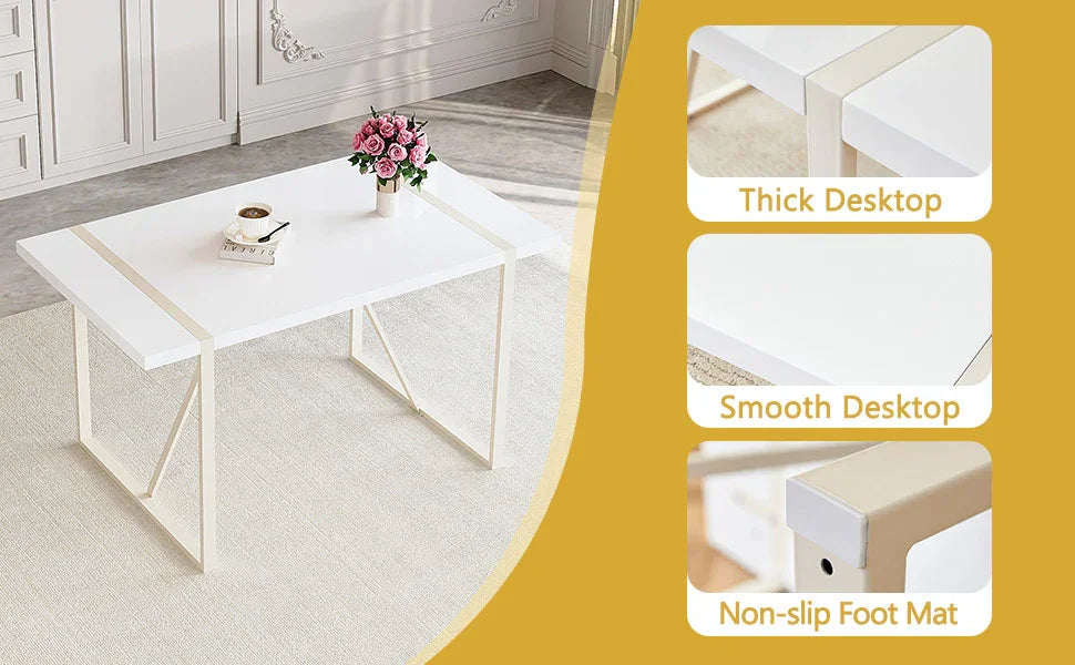 Dining Set with 7 Piece Table and Chairs Modern White - Furniture Home Direct