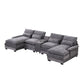 U Shaped Sofa With Console, Cupholders, USB Ports, 6 Seat, Bronzing Suede & Chenille - Furniture Home Direct