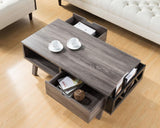 Antique Wood Coffee Table, Living Room Table With Two Storage Drawers - Furniture Home Direct