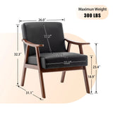 Mid Century Modern Accent Chair With Solid Wood Frame And Extra Thick Backrest - Furniture Home Direct