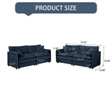 Modern Chenille Oversized Deep Seat Luxury 2 Piece Sofa Set With 4 Pillows - Furniture Home Direct