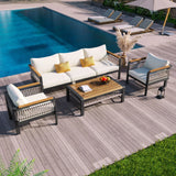 4 Pieces Outdoor Sectional Sofa Set 5 Person Patio Seating Group Outdoor Conversation Set With Cushions And A Coffee Table For Patios - Furniture Home Direct