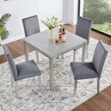 5 Pieces Wooden Dining Table Set, Square Table And 4 Upholstered Chairs - Furniture Home Direct