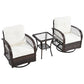 3 Piece Outdoor Chair & Table Set Chat Set, 2 Person Rattan Seating Group - Furniture Home Direct