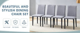 Dining Chairs Set Four Light Linen Upholstered Gray - Furniture Home Direct