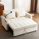 Pull-Out Sleeper Sofa With Reversible Backrest Cushion, Side Pockets, 2 USB Ports And A Phone Holder For Living Room - Furniture Home Direct