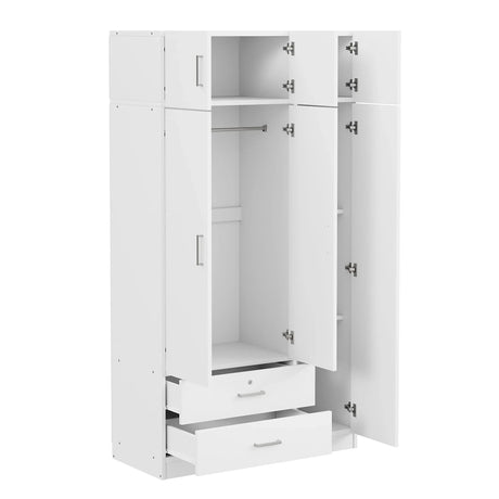 Modern 3 Door Mirror Wardrobe With 2 Drawers And Top Cabinet - Furniture Home Direct