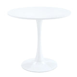 Dining Set Round Table With Black PU Leather Chairs White - Furniture Home Direct