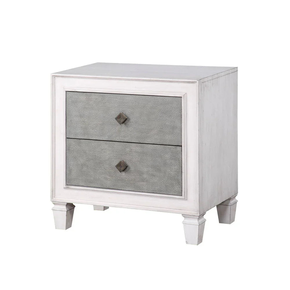 Katia - Weathered Night Stand - Gray / White - Furniture Home Direct