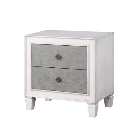 Katia - Weathered Night Stand - Gray / White - Furniture Home Direct