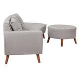 107 Inch Contemporary Sofa With Round Storage Ottoman Grey - Furniture Home Direct