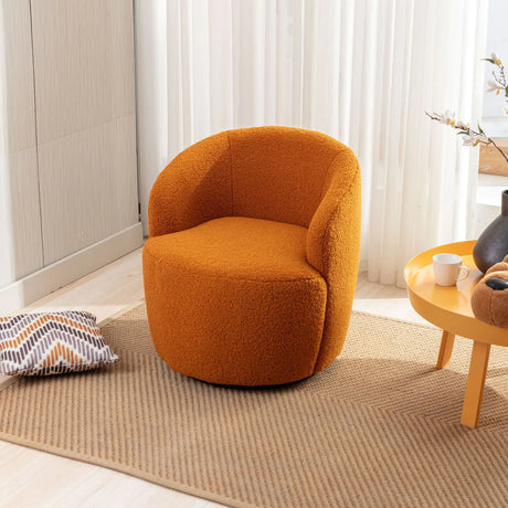 Teddy Fabric Swivel Accent Armchair Barrel Chair With Powder Coating Metal Ring - Furniture Home Direct