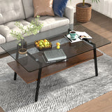 Rectangle Coffee Table, Tempered Glass Tabletop With Metal Legs - Furniture Home Direct