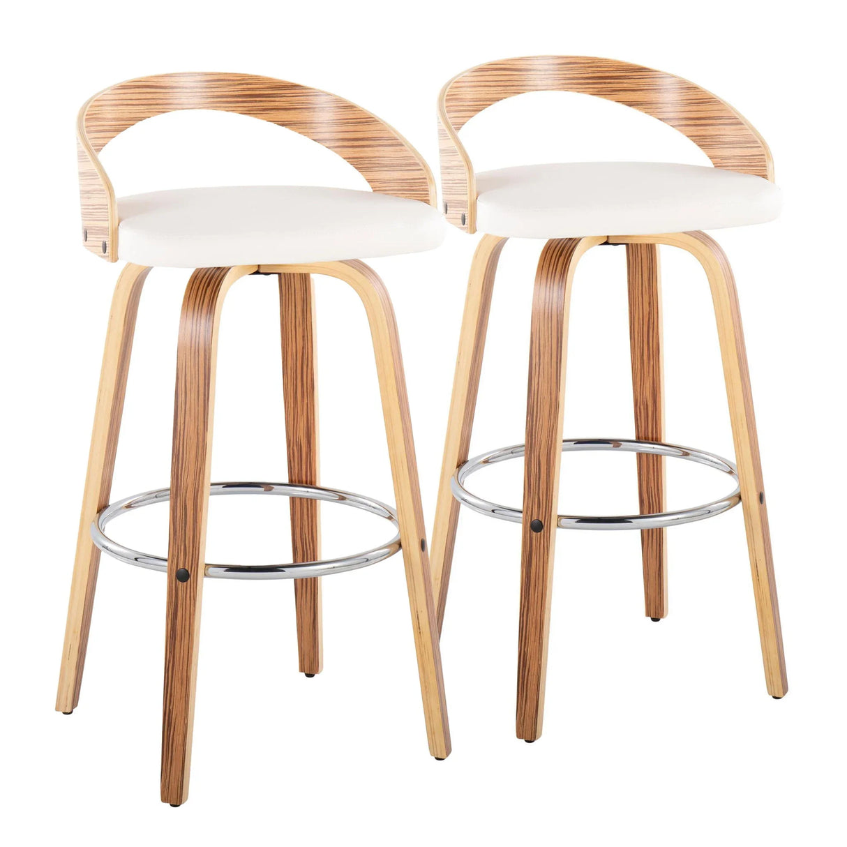 Grotto - Contemporary Fixed Height Barstool With Swivel With Round Footrest (Set of 2) - Furniture Home Direct