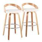 Grotto - Contemporary Fixed Height Barstool With Swivel With Round Footrest (Set of 2) - Furniture Home Direct