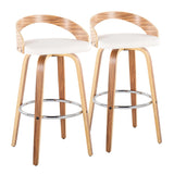 Grotto - Contemporary Fixed Height Barstool With Swivel With Round Footrest (Set of 2) - Furniture Home Direct