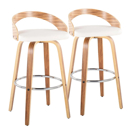 Grotto - Contemporary Fixed Height Barstool With Swivel With Round Footrest (Set of 2) - Furniture Home Direct