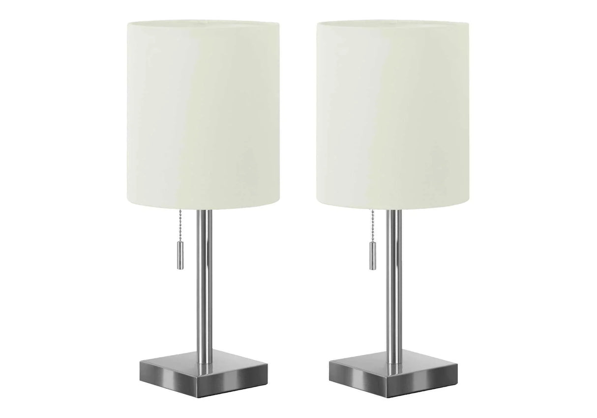 Lighting, Table Lamp, USB Port Included, Nickel, Contemporary (Set of 2) - Furniture Home Direct