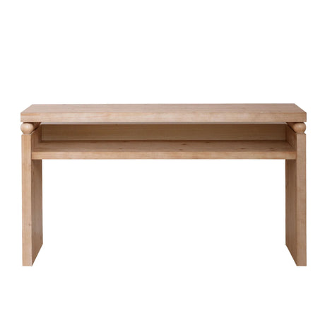 Modern Rustic Console Table, Wood Entryway Table With Shelf & Decorative Bead Detail - Natural - Furniture Home Direct