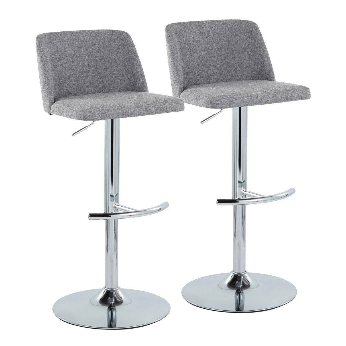 Toriano - Contemporary Adjustable Barstool With Swivel & Rounded T Footrest (Set of 2) - Furniture Home Direct