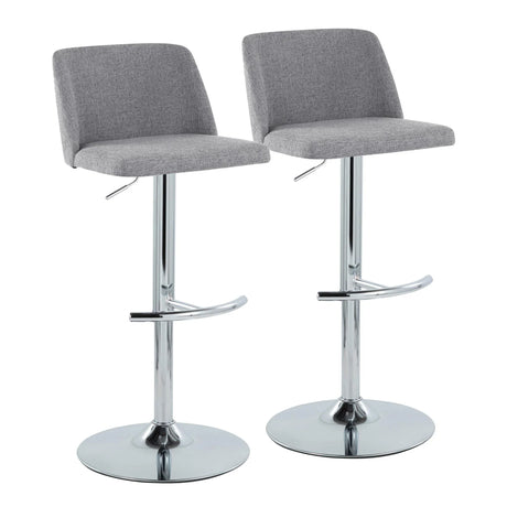 Toriano - Contemporary Adjustable Barstool With Swivel & Rounded T Footrest (Set of 2) - Furniture Home Direct