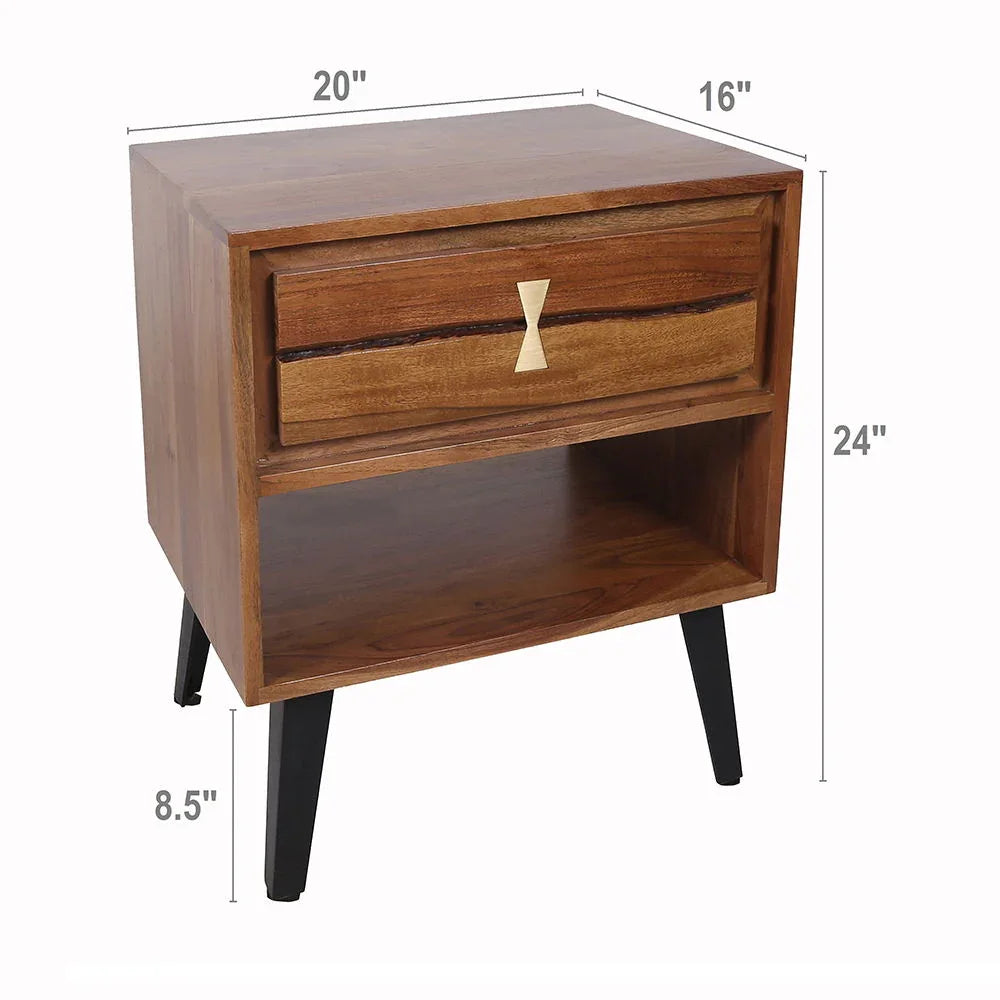 Asther - Bedside Table - Natural Wood / Brown - Furniture Home Direct