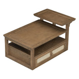 Coffee Table With 1 Storage Shelf, 2 Tabletops And 1 Rattan Drawer - Furniture Home Direct