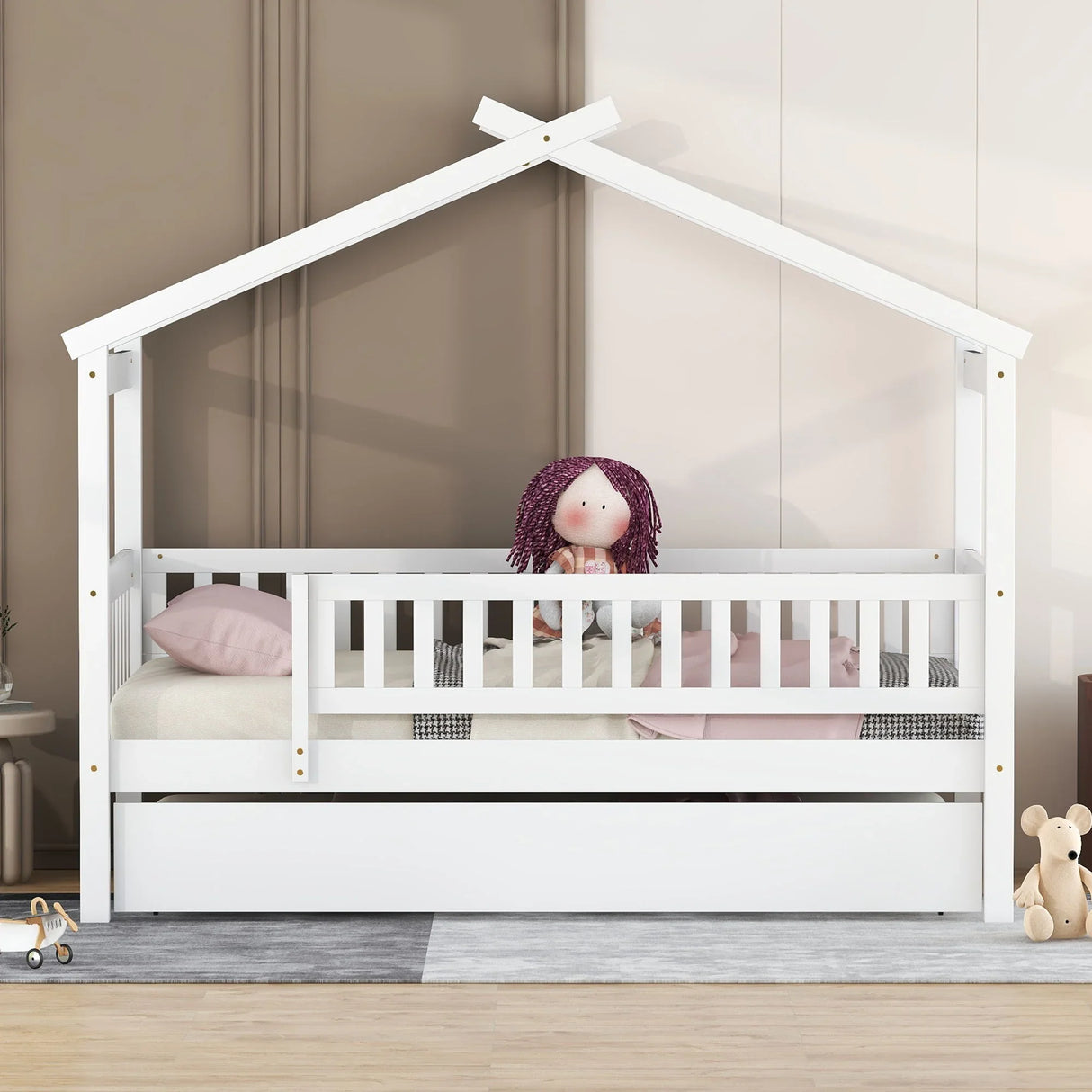 Creativity House Bed With Twin Size Trundle - Furniture Home Direct