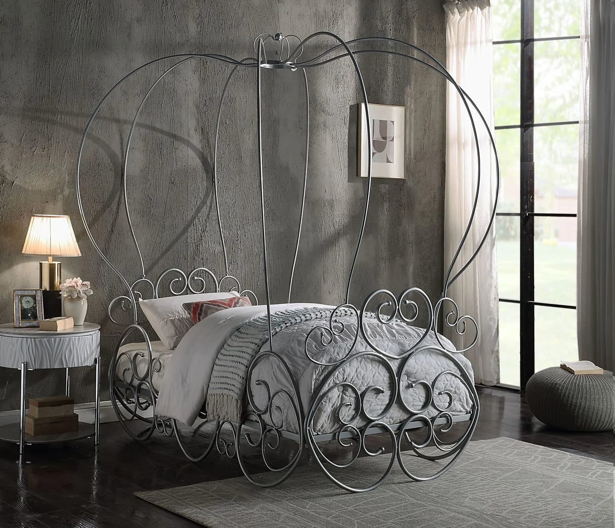 Priya - Twin Bed With Canopy - Silver - Furniture Home Direct