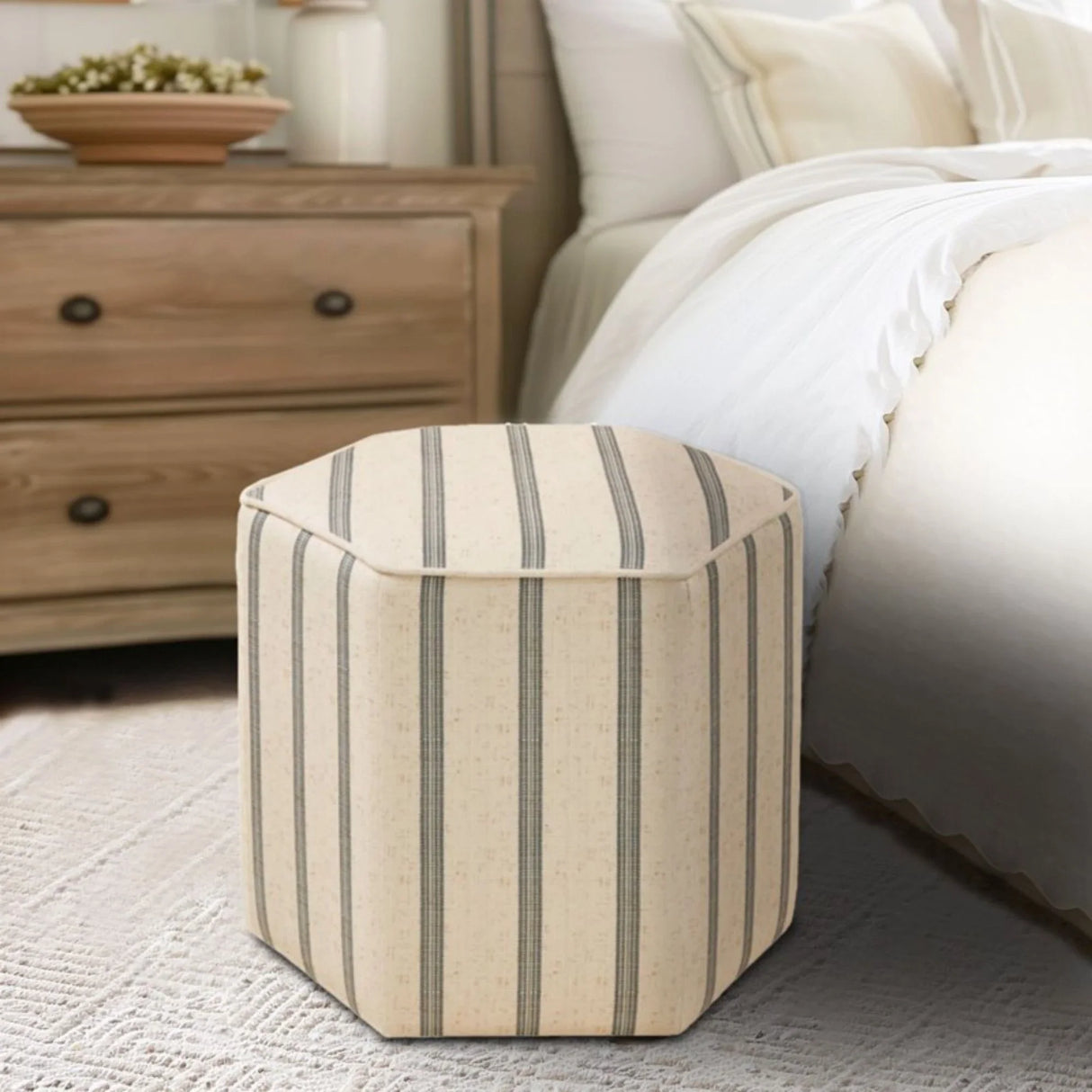 Accent Ottoman Printed Stripe - Furniture Home Direct