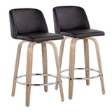 Toriano - Modern Design Fixed Height Counter Stool With Swivel With Round Footrest (Set of 2) - Furniture Home Direct