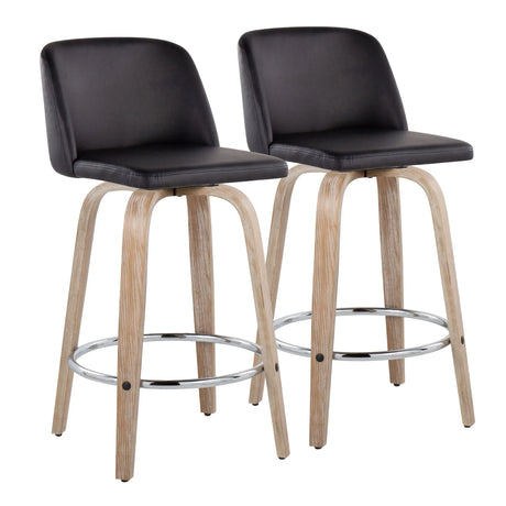 Toriano - Modern Design Fixed Height Counter Stool With Swivel With Round Footrest (Set of 2) - Furniture Home Direct
