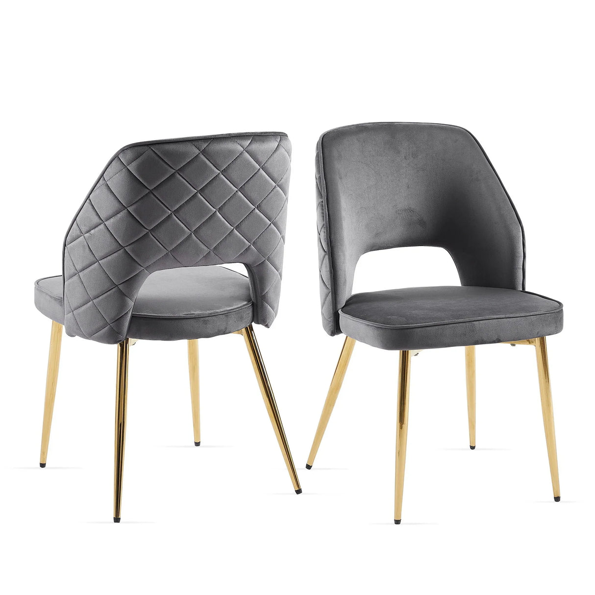 Velvet Dining Chairs With Metal Legs And Hollow Back Upholstered Dining Chairs - Furniture Home Direct