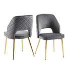 Velvet Dining Chairs With Metal Legs And Hollow Back Upholstered Dining Chairs - Furniture Home Direct