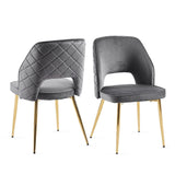 Velvet Dining Chairs With Metal Legs And Hollow Back Upholstered Dining Chairs - Furniture Home Direct