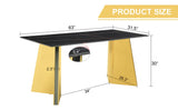 Dining Table Black Marble With Gold Butterfly Legs Black - Furniture Home Direct