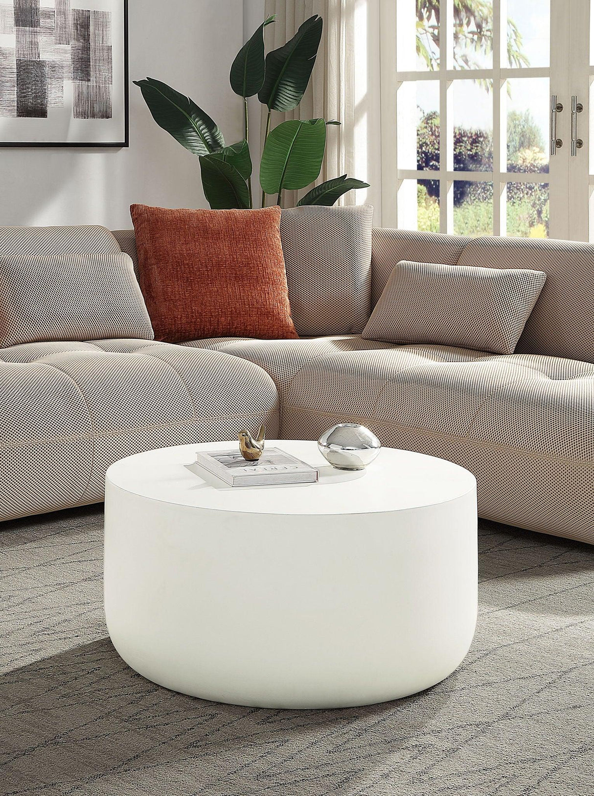 Dustan - Natural Coffee Table - White - Furniture Home Direct