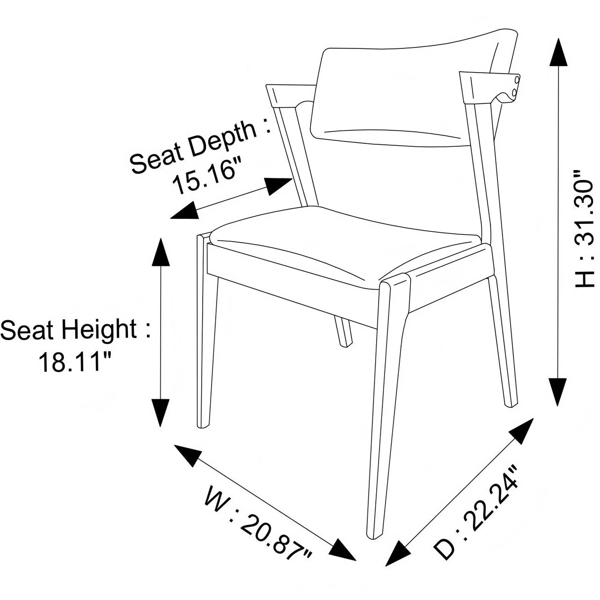 Edwin - Mid-Century Modern Dining Chair (Set of 2) - Furniture Home Direct