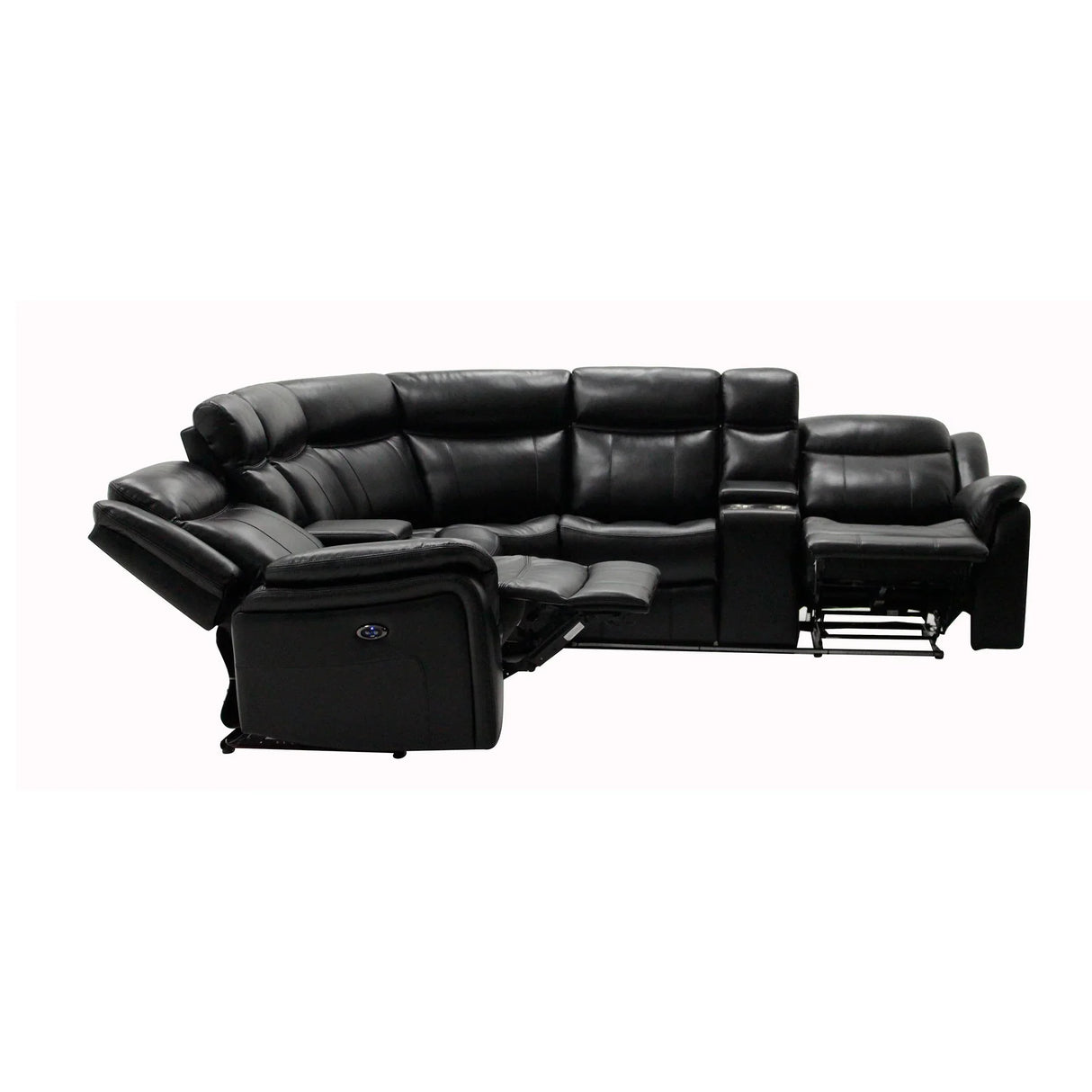 Jupiter - Power Leather Sectional - Black - Furniture Home Direct
