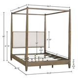 Queen Canopy Bed Frame With Upholstered Headboard - Brown - Furniture Home Direct