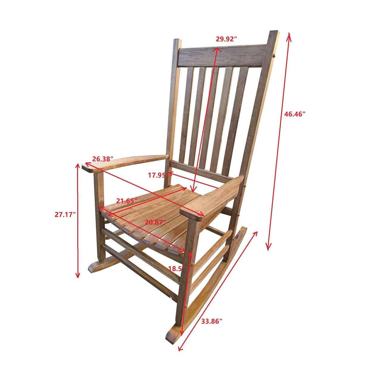 Balcony Porch Adult Rocking Chair - Wood - Furniture Home Direct