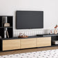 TV Stand With Open Shelves And Three Wood Drawers Black - Furniture Home Direct