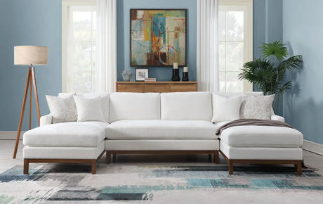 Valiant - Chenille Sectional Sofa With 4 Pillows - Ivory - Furniture Home Direct
